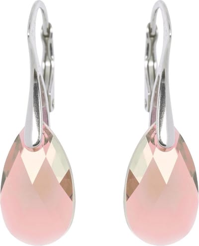 DBD - Zilveren Oorbellen - Druppel - Swarovski Kristal - Licht Roze - 16MM - Anti Allergisch