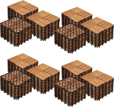 Houten Tegels - Vloerplaten - Terras Aankleden - Eenvoudig Kliksysteem - 108 Stuks - Houtkleur