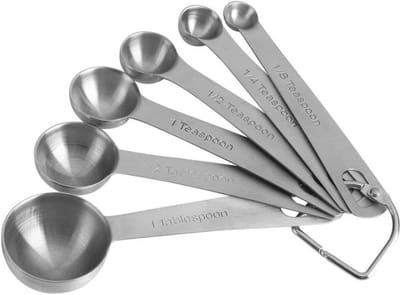 JHUBERS- Maatlepels Set van 6 - Roestvrijstalen Maatlepels - Keukenweegschaal - Maatcups - Maatlepels voor Droge/Vloeibare Ingrediënten - Eenvoudige Reiniging - Keukenmaatlepels