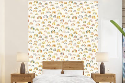 Behang - Fotobehang Regenboog - Pastel - Kinderen - Breedte 225 cm x hoogte 280 cm
