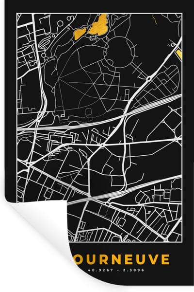 Muurstickers - Sticker Folie - Kaart - Frankrijk - Stadskaart - Plattegrond - La Courneuve - 20x30 cm - Plakfolie - Muurstickers Kinderkamer - Zelfklevend Behang - Zelfklevend behangpapier - Stickerfolie