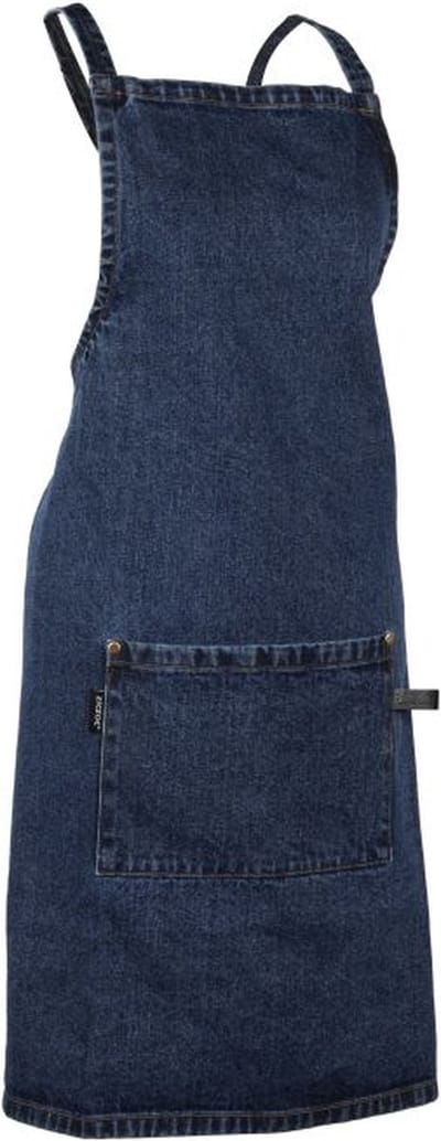 ZICZAC - Schort DENIM JEANS - gekruiste rug, functioneel voorzak, extra lange linten - 75x85 cm - Blauw