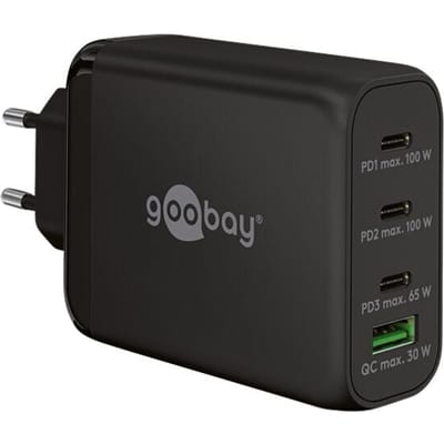 Goobay thuislader met 3x USB-C PD en 1x USB-A QC - GaN - 100W / zwart