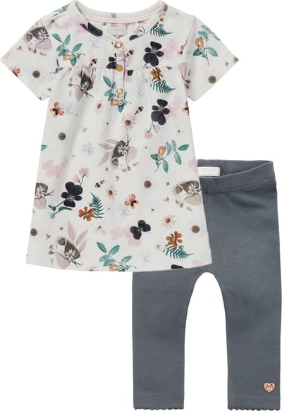 Noppies - kledingset - 2delig - jurk gebloemd - legging donkergroen - Maat 62