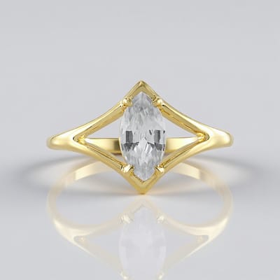 Cavill - Zilveren ring dames - 925 Sterling zilver geel verguld - Marquise zirkoon 1,257 ct Cambodja - Elegant lichtgewicht design - Maat 18