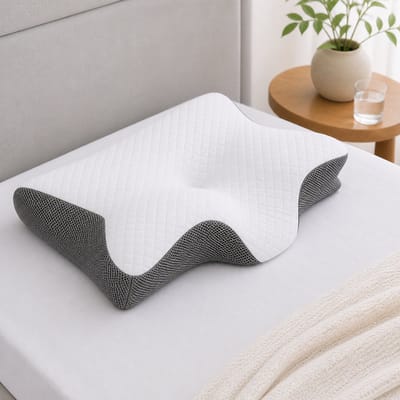 ZenRest Hoofdkussen - Ergonomisch Vlinderkussen - Ademvrij Anti-Snurk Kussen - Orthopedisch CPAP Hoofdkussen - Traagschuim Nekkussen voor Slaapapneu & Nekklachten - Comfortabel Memory Foam Bedkussen