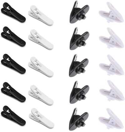 ONF3 - Hoofdtelefoon Kabelclips - Draad Clips - Handig voor Kleding Klem - Zwart/Wit - 20 Stuks - Geschikt voor Headset en Microfoon