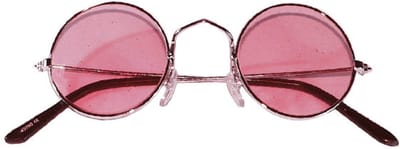 Faram Party carnaval zonnebril - Hippie Flower Power Sixties - ronde glazen - roze