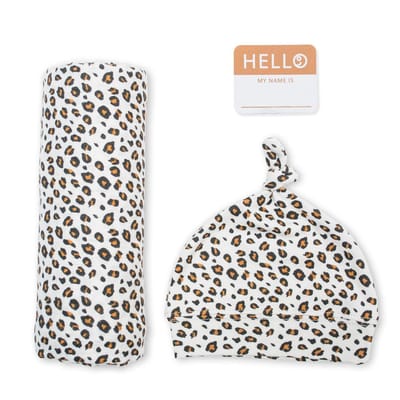 Lulujo Hello World - Swaddle & Mutsje - Leopard