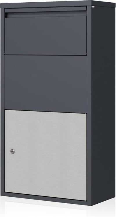 Pakketbrievenbus - Postbox met vak - Veilige pakketontvangst - Geïntegreerd terughaalblokkering - 825 cm hoog - Antraciet