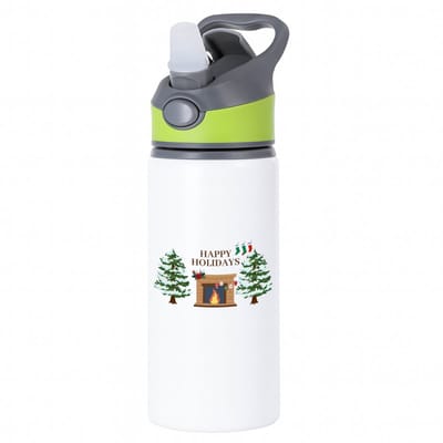 Hacebo® - Kerst happy holidays waterfles met rietje groen - Kerstmis - Kerst beker - winter - kerst - christmas - kerst cadeau - water fles - 650ML