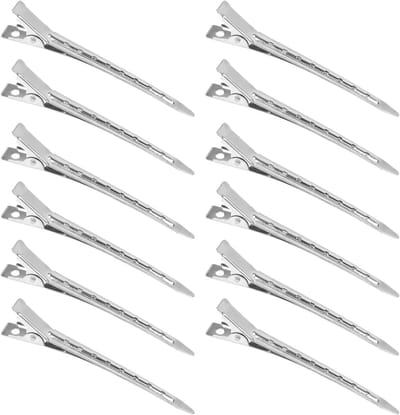 12 Stuks Mesh Haar Buns en Metalen Haarclips voor Styling - 9 x 1.5 cm Zilver Alligator Haaraccessoires voor Vrouwen en Meisjes