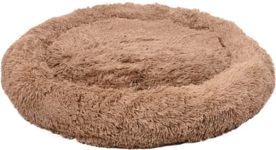 Flamingo Mand "Krems" – Rond – Mokka – 90 x 65 x 18 cm – Comfortabele Mand voor Middelgrote Honden zoals Beagle, Cocker Spaniel en Franse Bulldog