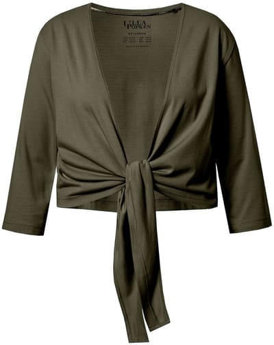 Ulla Popken - Dames - Bolero kort jasje jersey 3/4-mouwen zoomknoop - Bosgroen - Maat 58+