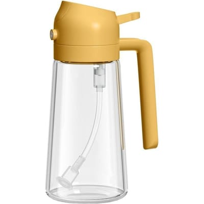 Distributeur d'huile d'olive, pulvérisateur d'huile 2 en 1 pour la cuisson, flacon pulvérisateur d'huile de 470 ml avec bec verseur, distributeur d'huile de qualité alimentaire et pulvérisateur d'huile white