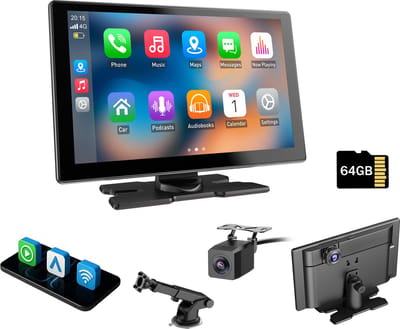 ESSGOO Carplay Scherm Pro - Draadloze CarPlay en Android Auto - 9 Inch - Ingebouwde echte 4K-dashcam - 64 GB SD-kaart - Touchscreen -Nieuw 2026
