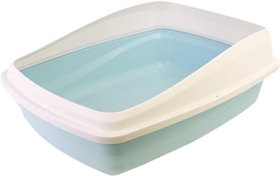 SVN®Open Kattenbak - Kattenbak met Rand - Kattentoilet Met Schepje - Blauw/Grijs - ‎‎57cm x 43cm x 19cm