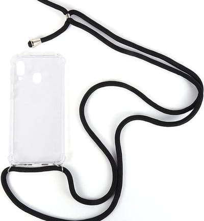 Shop4 - Geschikt voor Samsung Galaxy A70 Hoesje - Zachte Back Case met Koord Zwart