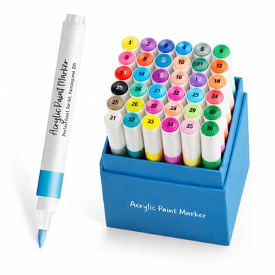 Acrylmarkerset - 36 kleuren - voor tekenen, DIY-kunst en doodles - cadeauverpakking