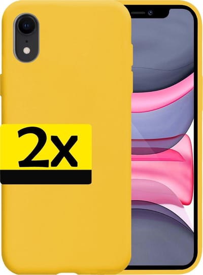 Hoesje - 2 Stuks - Geschikt voor Apple iPhone XR - Sterk & Shockproof - Case Siliconen - Back Cover - Telefoon Hoes - Telefoonhoesjes - Geel