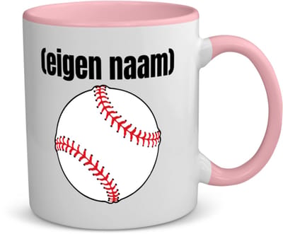 Akyol - honkbal met eigen naam koffiemok - theemok - roze - Honkbal - atleten - iemand die houdt van honkbal - verjaardag - cadeau - kado - 350 ML inhoud