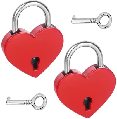 Dailygoody - Mini Decoratief Hangslot - Uniek Hartvormig Ontwerp - Rood - Veiligheidsoplossing - Voor Romantische Decoratie - Mini Sleutelslot