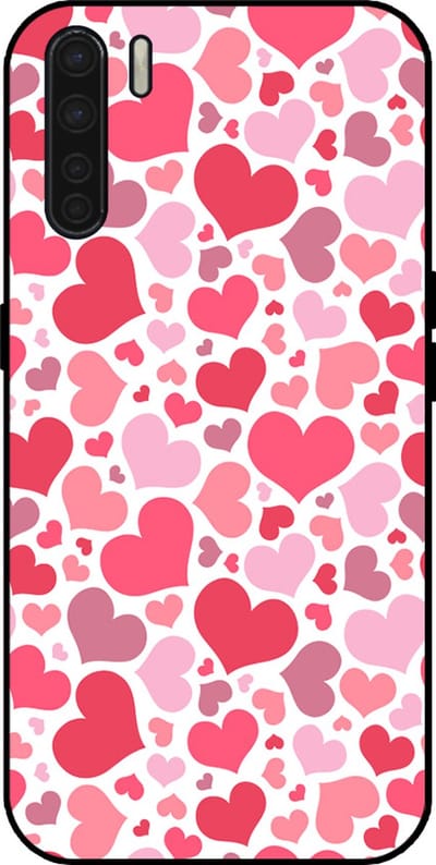 Smartphonica Telefoonhoesje Geschikt voor Oppo A91 / Reno 3 met Hartjes Print - Hearts Design TPU Backcover Case - Kinder Hoesje met Hartjes Design geschikt voor Oppo A91;Oppo Reno3