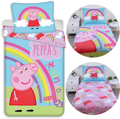 Peppa Pig Dubbelzijdig katoenen kinderbeddengoed met ritssluiting, 100% katoen 140x200cm+70x90cm OEKO-TEX