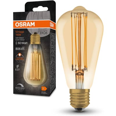 Ledvance Vintage 1906 LED E27 Peer Goud 8.8W 806lm - 822 Zeer Warm Wit | Dimbaar - Vervangt 60W