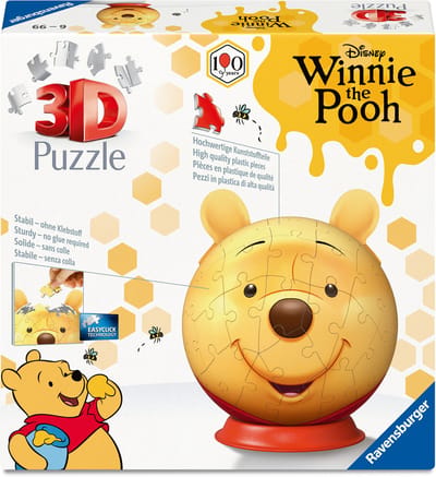 Ravensburger – Disney Winnie de Pooh – 3D Puzzle-Ball met Oren – 77 Stukjes