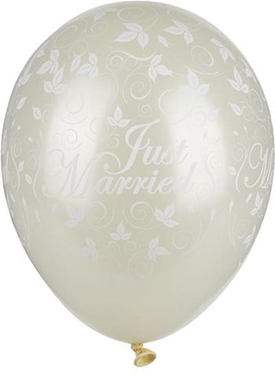 Papstar Balloons Ø 29 cm ivory "Just married" metallic Speelgoed ballon