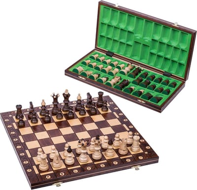Houten Schaakspel 53x53 cm - Inklapbaar Bord en Figuren met Vilt