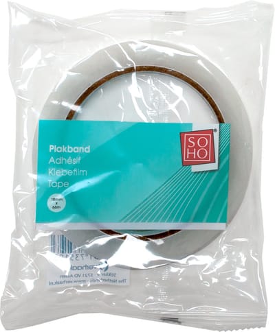 SOHO Tape met grote kern – Plakband – Tape – 18 mm x 66 m – Transparant