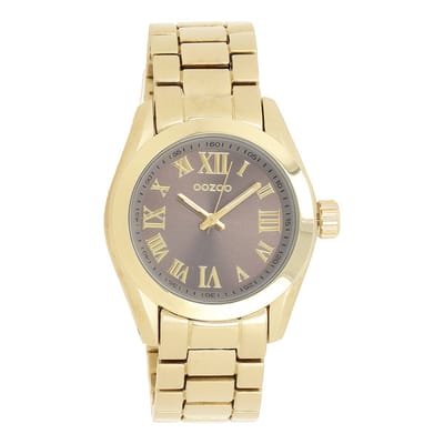 OOZOO Timepieces - Zilver/rosé goudkleurige horloge met zilverkleurige roestvrijstalen armband - C5723
