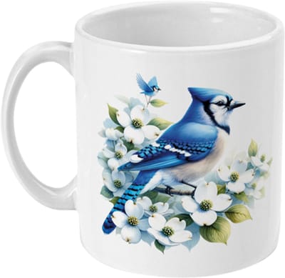 Mok Love Birds | Blauwe gaai - Bloesem | 325ml