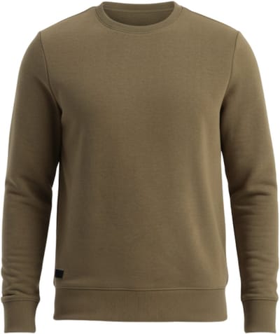OMBRE Sweater - Katoen - Lange Mouw - Effen Olijfgroen S