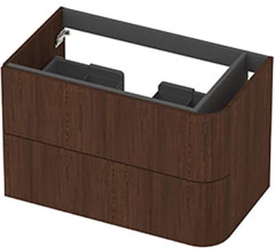 INK - Rechts Afgeronde Onderkast Fineer 2 Laden Softclose Tbv Grepen - 800x450x520 Mm - Shadow Veneer