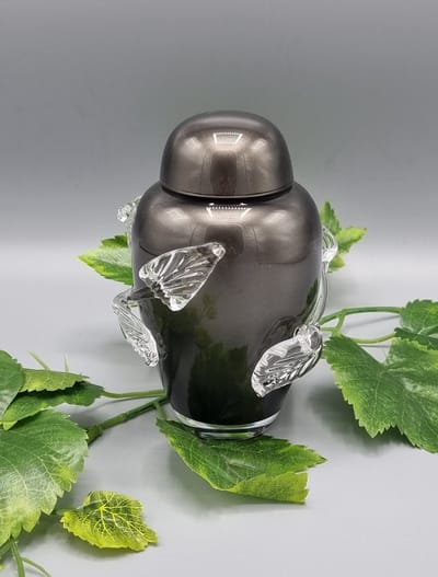 Mini Urn - 161-2 - Antraciet - Kristalglas - Blad - Urn