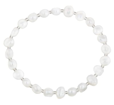 Zoetwater parel armband Seed Bead Pearl White - echte parels - wit - elastisch - luxe sieraden zakje - parel armband dames - zoetwaterparel - wit parel armband - elastisch parel armband