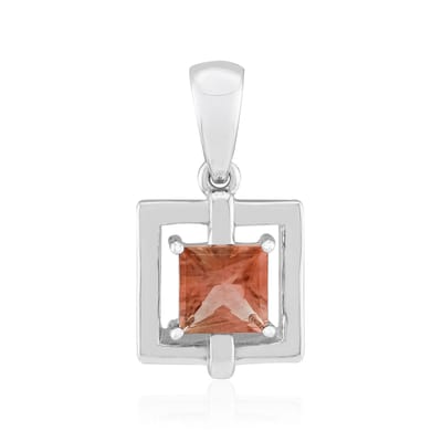 Cavill - 925 Sterling Zilver Hanger - Oregon Zonnesteen 0,527 ct Princess Geslepen - Warme Roze Edelsteen - Elegante Open Zetting Zilveren Hanger