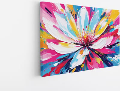 Saammp Canvas Schilderij - Explosie van kleuren - Bloemen - Abstract - 30x20 - Foto op canvas - Wanddecoratie - Muurdecoratie Woonkamer - Kantoor Decoratie