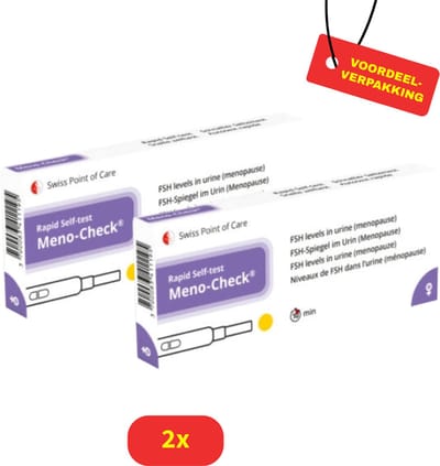 Meno-Check (FSH) Menopauze Zelftest - Snel Inzicht in Hormonale Veranderingen - Resultaten Beschikbaar Binnen Enkele Minuten - 2x 2 stuks Voordeelverpakking