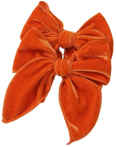 1 stuk Samt strik haarspeld, dames haarclip, haarstrik, boogvormige haarspeld, antislip haarsieraad, haarklemmen, haaraccessoires voor dagelijks gebruik, bruiloft, feest, kerstmis, oranje
