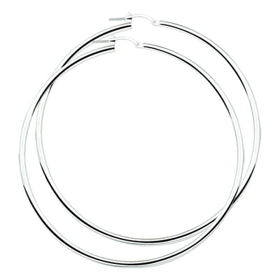 Glams oorringen ronde buis - 70 mm - Zilver