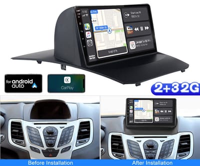 Autoradio-Android 13 Autoradio GPS-navigatie Hoofdunit 2+32G voor Ford Fiesta 2009-2014 Ingebouwde draadloze verbinding voor CarPlay Android Auto 9-inch touchscreen autoradio met Bluetooth WiFi FM/RDS + AHD Achteruitrijcamera