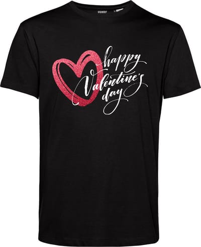 T-shirt Hartje Happy Valentines Day | Valentijn cadeautje voor hem | Valentijn | Valentijnsdag voor mannen | Zwart | maat XS