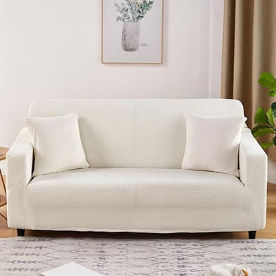 Dikke elastische bankhoes hoes voor woonkamer stretch polar fleece fauteuilhoes 1/2/3/4 zits L-vormige hoekbankhoezen 1-Seat 90-140cm wit