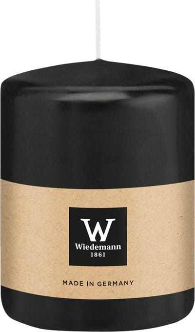 Wiedemann Cilinderkaars/stompkaars - zwart - 6 x 8 cm - 29 branduren - zuilkaarsen