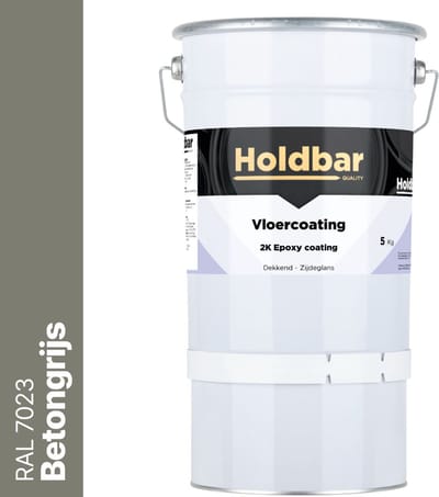 Holdbar Vloercoating Betongrijs (RAL 7023) 5 kg - Vloerverf - Alle kleuren - Voor Binnen en Buiten - Slijtvast - UV-bestendig - Gemakkelijk te reinigen - 2 Componenten Verf