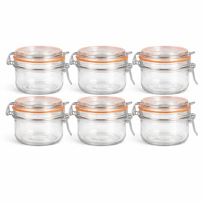 Set van 6 Glazen Weckpotjes 140 ml – Met Beugelsluiting & Rubberen Ring – Luchtdicht & Herbruikbaar – Voor Jam, Kruiden, Desserts, Cadeautjes & Decoratie